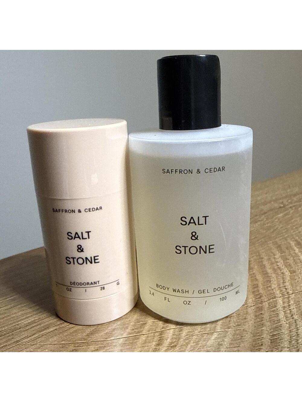 Salt & Stone Saffron & Cedar Deodorant (1 Oz) & Body Wash (3.4 Oz)
